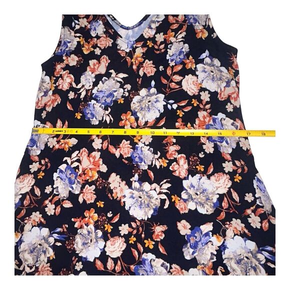 Maurices 24/7 Swing Style Dress Sz S Sleeveless Tank Blue Floral Pockets NWT - Picture 7 of 12
